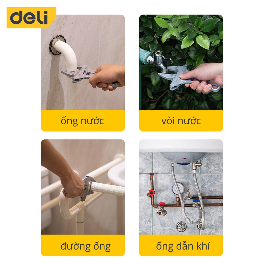 Mỏ Lết Đa Năng Deli Cao Cấp 16-68mm - Tiện Dụng Cho Công Việc Sửa Chữa - Chất Liệu Thép Chống Ăn Mòn Chắc Chắn DL120108