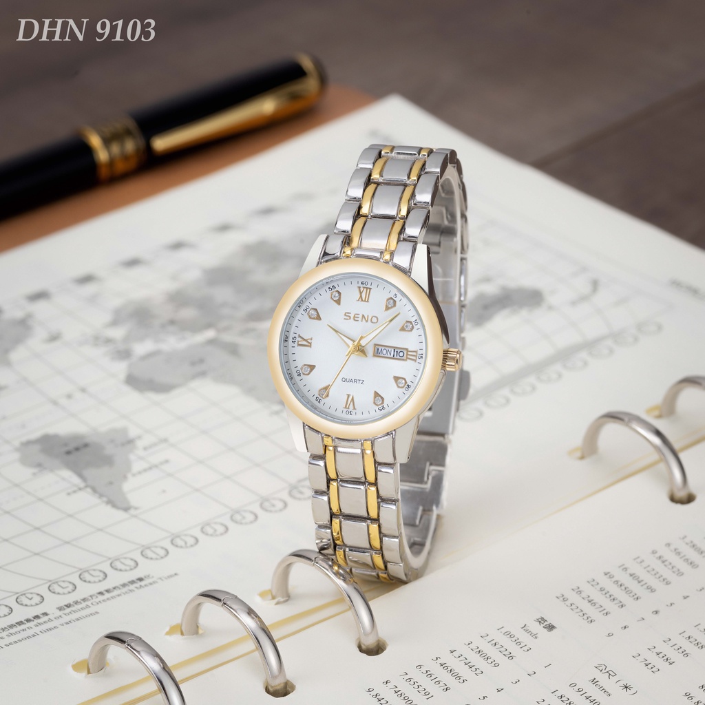 Đồng hồ nữ Seno, mặt tròn chống nước chống xước chống gỉ cao cấp seno DH9103