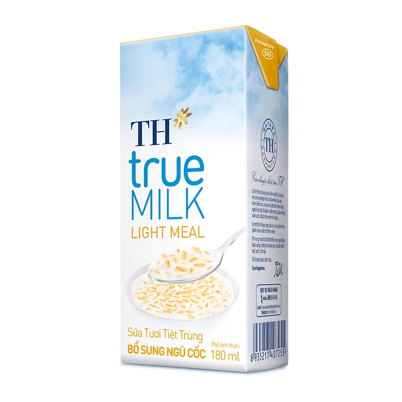 Sữa Tươi Bổ sung Ngũ Cốc TH true MILK LIGHT MEAL 180ml