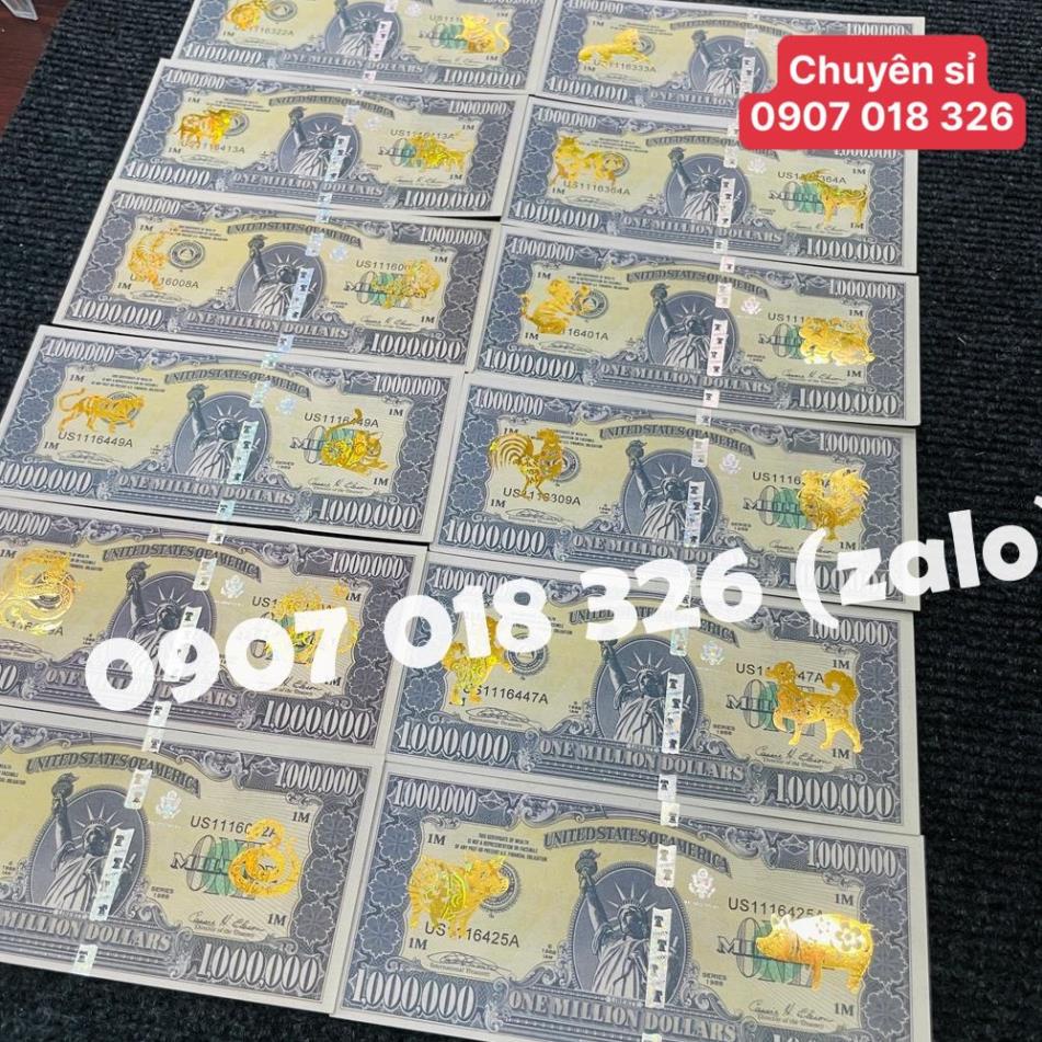 Tiền 12 con giáp 1 triệu dollars 12 Con Giáp Mạ Vàng lưu niệm của Mỹ cực độc, tặng bao lì xì