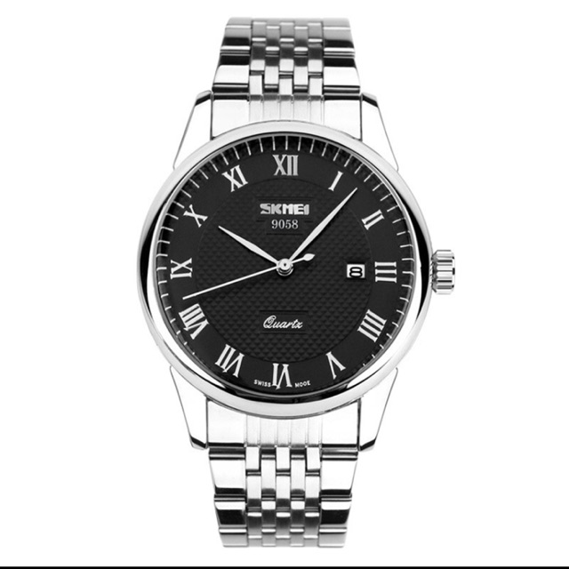 Đồng hồ nam dây thép không gỉ Skmei 9058 (Trắng, Đen)