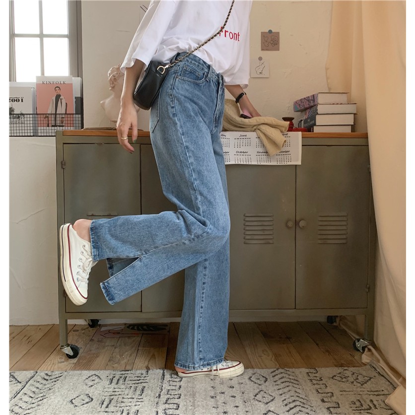 [SẴN] Quần jeans nữ ống rộng Ulzzang Quảng Châu QDJ41