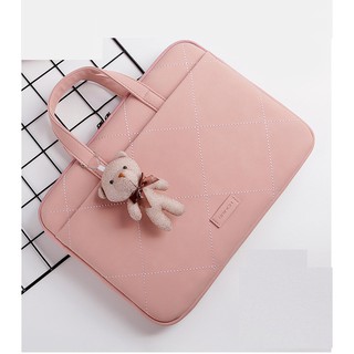 Túi chống sốc Laptop/Macbook Brinch có quai xách kèm gấu dễ thương