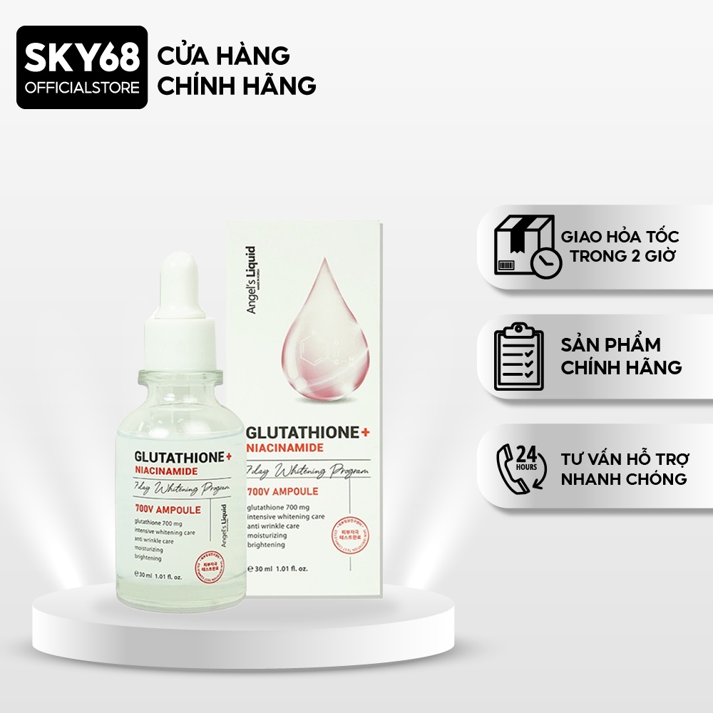 Huyết thanh dưỡng trắng, loại bỏ vết thâm nám Angel's Liquid Glutathione Plus Niacinamide 700 V-ampoule 30ml