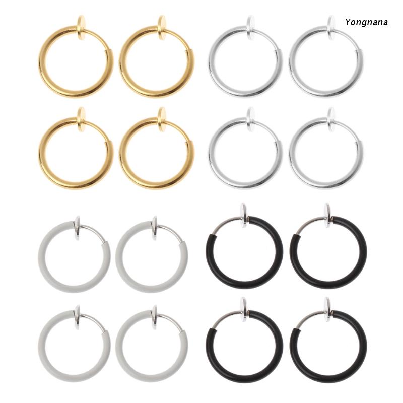 Bộ 4 khuyên kẹp giả xỏ lỗ hình vòng tròn dành cho tai/mũi/môi