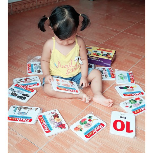 Flash Cards (thẻ học) size LỚN 16x12cm nhiều chủ đề cho bé [Song ngữ 2 mặt]