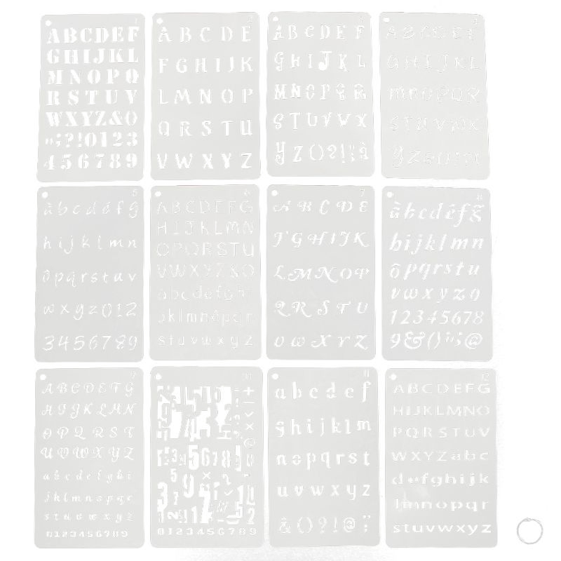 Set 12 khuôn vẽ trang trí DIY hình chữ cái tiếng Anh dành cho bé