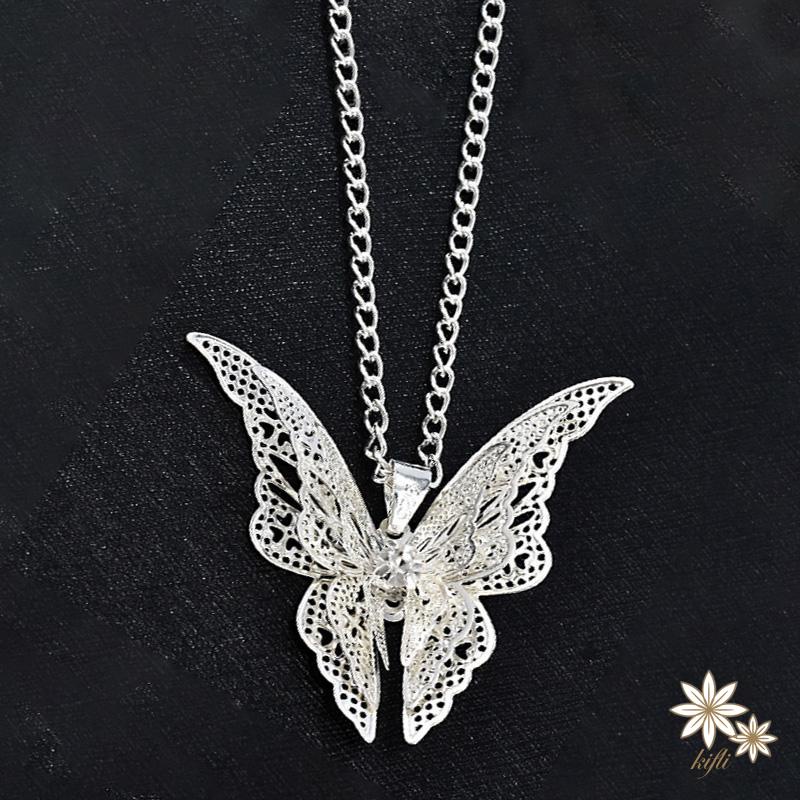 Vòng cổ Mạ Bạc Mặt Hình Bươm Bướm Đính Đá Thời Trang Cho Nữ