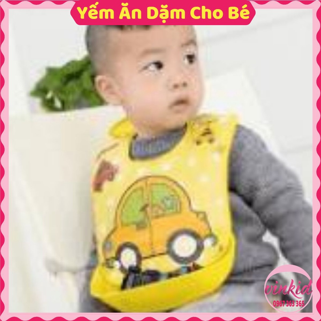 Yếm ăn dặm cho bé có máng chống thấm nước giá rẻ hỗ trợ mẹ đút cháo bón sữa sạch sẽ hơn VINKID