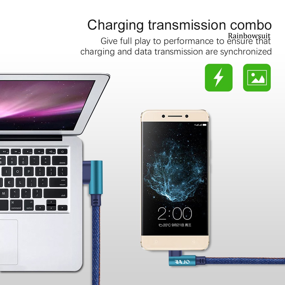 Dây cáp sạc nhanh micro usb type c góc 90 độ thích hợp cho iphone android