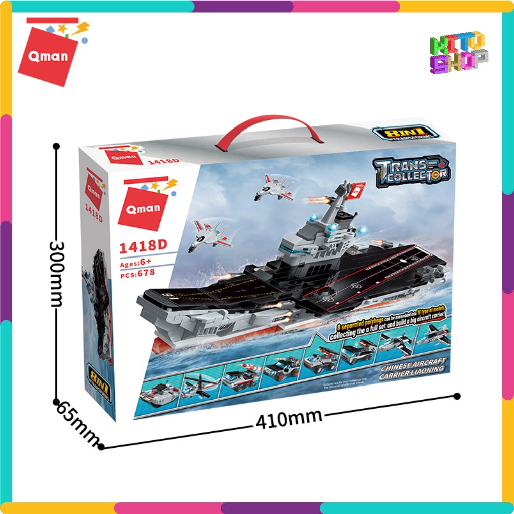 Bộ Đồ Chơi Xếp Hình Thông Minh Lego Qman 678 Mảnh: Tàu Sân Bay Liaoning 1418 Cho Trẻ Từ 6 Tuổi