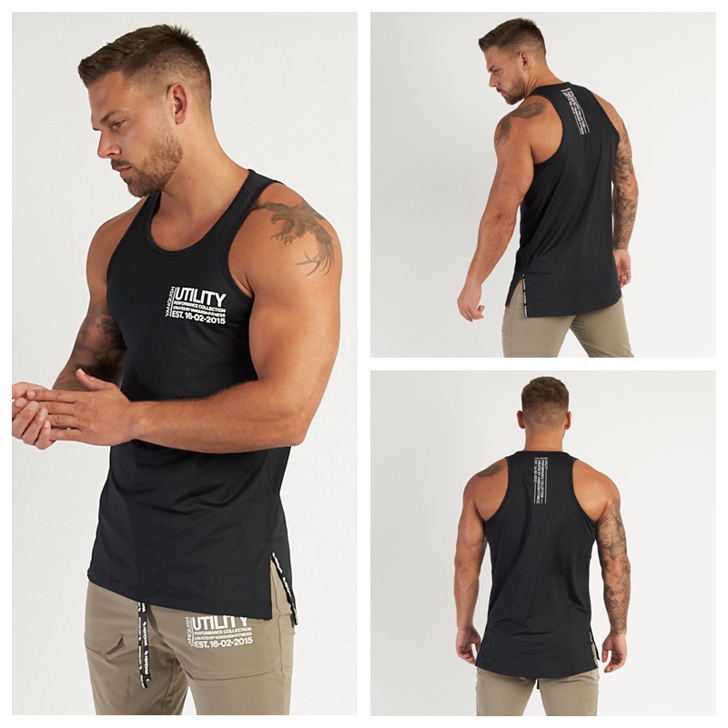[ GYMEN ]  Áo vest thể thao nam cổ tròn dáng rộng, áo thun cộc tay, cotton cao cấp, phong cách Âu Mỹ, size lớn, co giãn, vải thoáng, nhanh khô, thấm mồ hôi, in hình