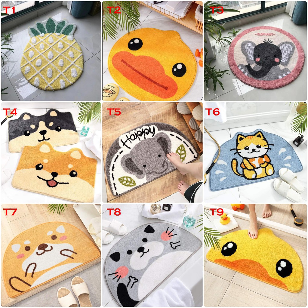 Thảm chùi chân/thảm lau chân 3D lông cừu cao cấp siêu xinh thấm hút tốt, chống trơn trượt, phù hợp dùng nhà tắm, cửa ra
