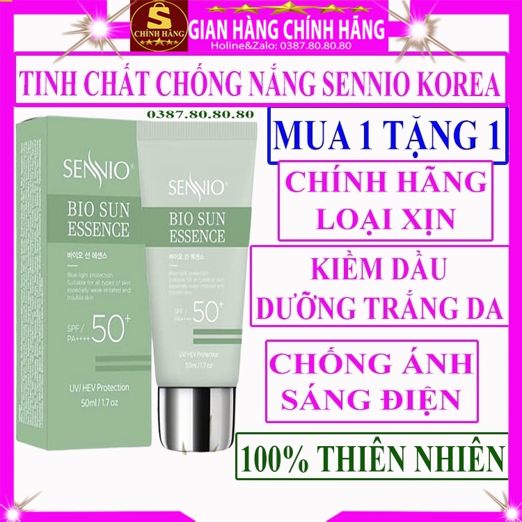 Tinh chất kem chống nắng vật lý Sennio chính hãng hàn quốc kiềm dầu dành cho da dầu nhờn mụn nhạy cảm khô hỗn hợp tốt