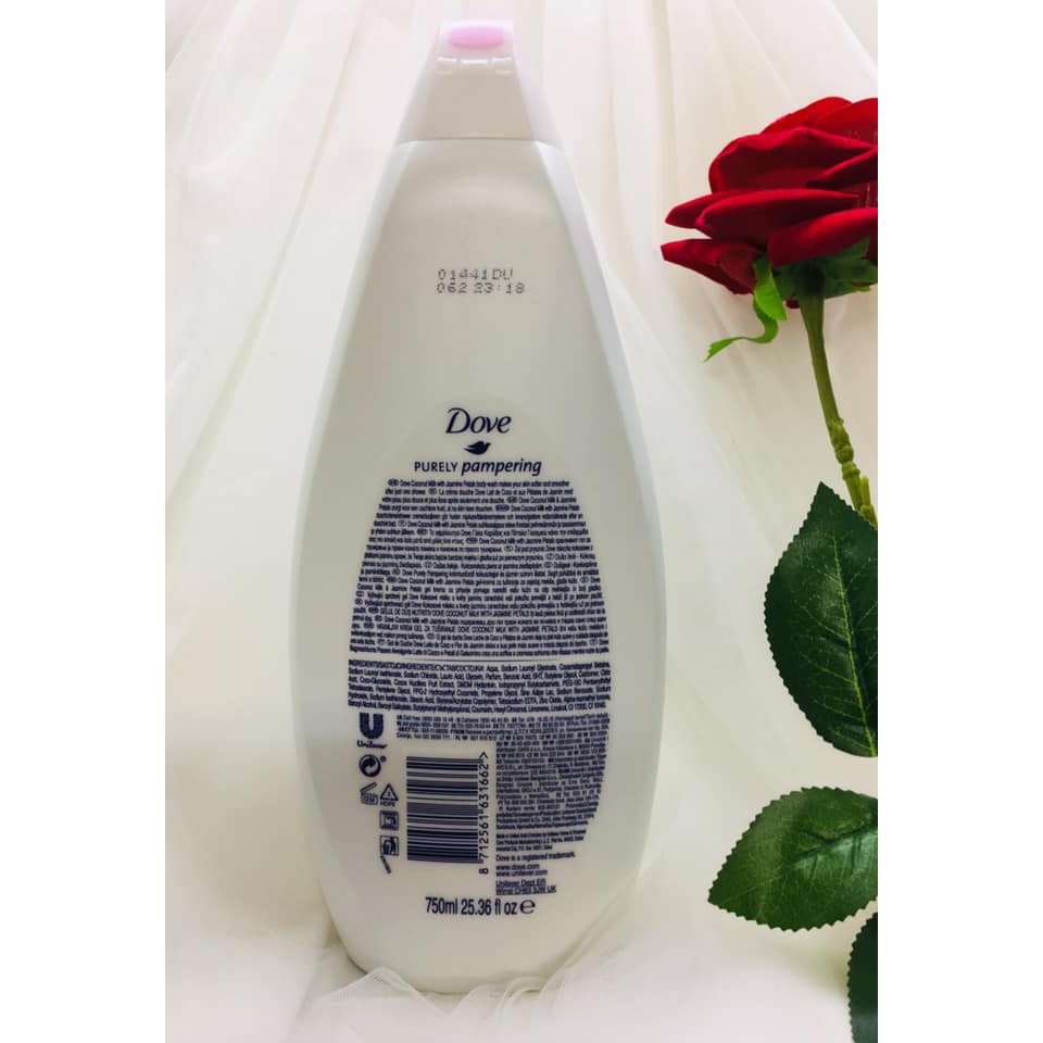 SỮA TẮM DOVE PURELY PAMPERING COCONUT MILK JASMINE PETALS 750ML CHÍNH HÃNG - 7888