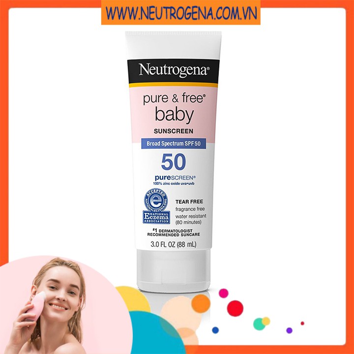 Kem Chống Nắng Cho Trẻ Em Neutrogena Pure & Free Baby Sunscreen Broad Spectrum SPF50+ (88ml) – 100% Authentic