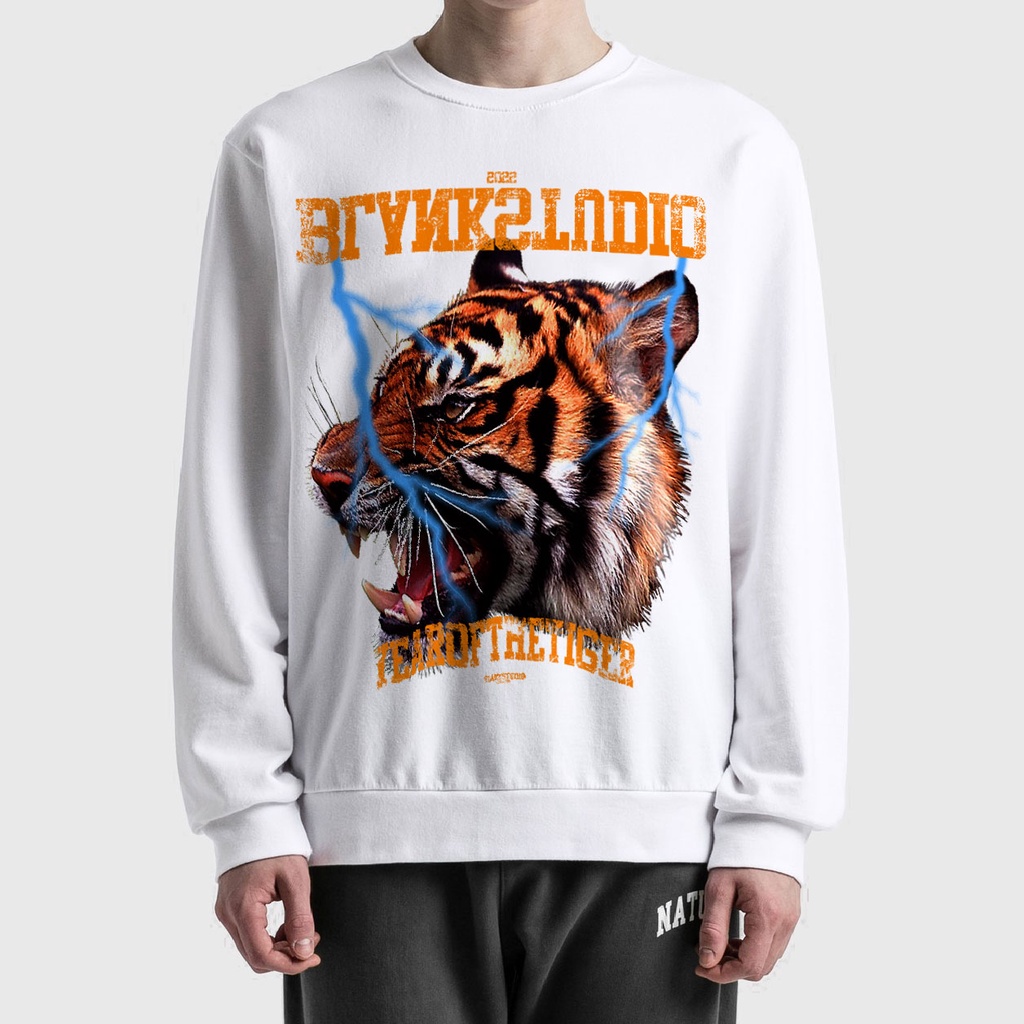 BLANK | Áo Sweater 2022 Tay Dài Unisex - Đen/Trắng Cổ Tròn