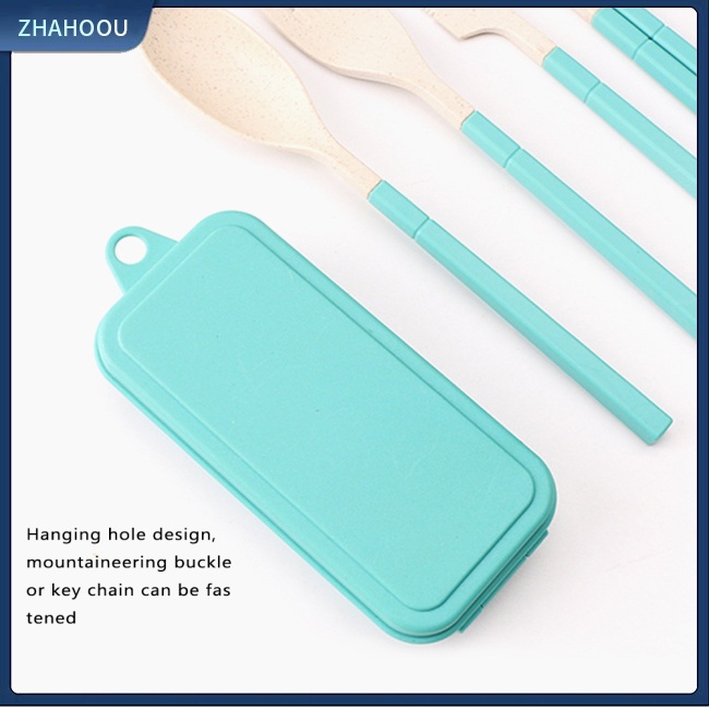 ☃Nhà☃ Bộ Muỗng Đũa Nĩa Bằng Lúa Mạch Thiết Kế Đục Lỗ Có Thể Tháo Rời Tiện