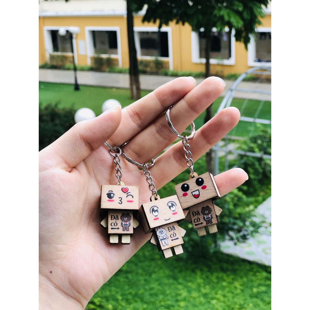 Móc khóa Danbo gỗ Biểu cảm Màu