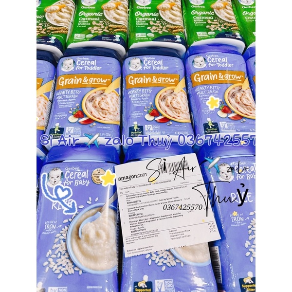 (Hàng Air ✈️bill) Bột ăn dặm Gerber Mỹ