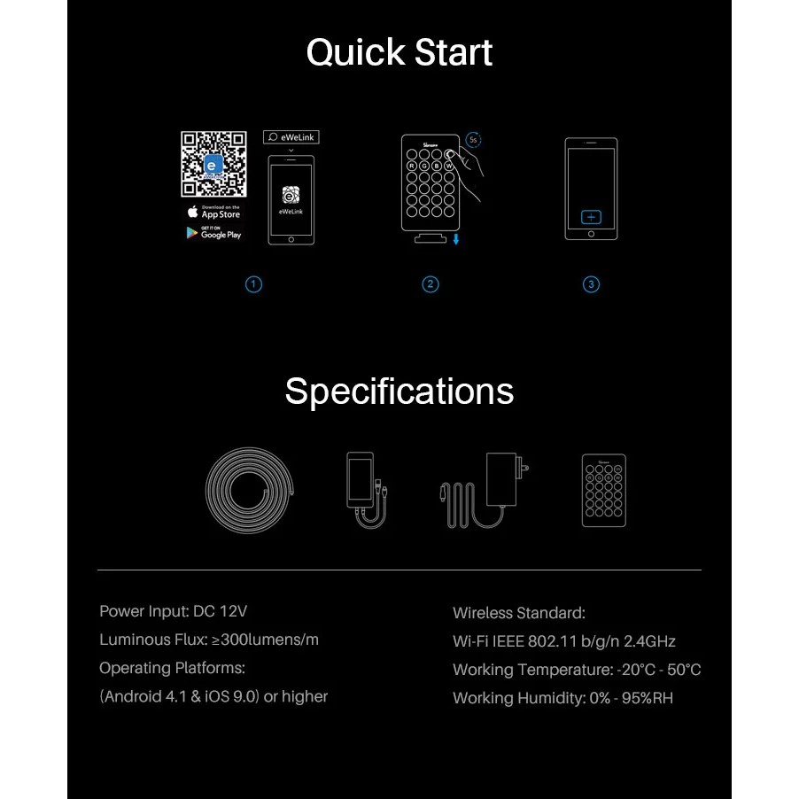 Dây Đèn Led Wifi Chống Nước Sonoff L1 2M/5M Tùy Chọn