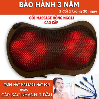 Gối massage hồng ngoại 8 bi mát xa cao cấp Nhật Bản