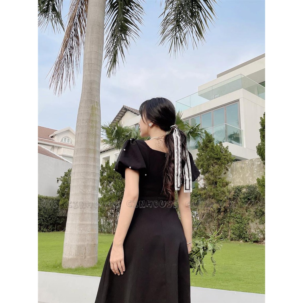 Đầm Đ đính ngọc 0033 ngực xếp cách điệu trẻ trung CIN HOUSE