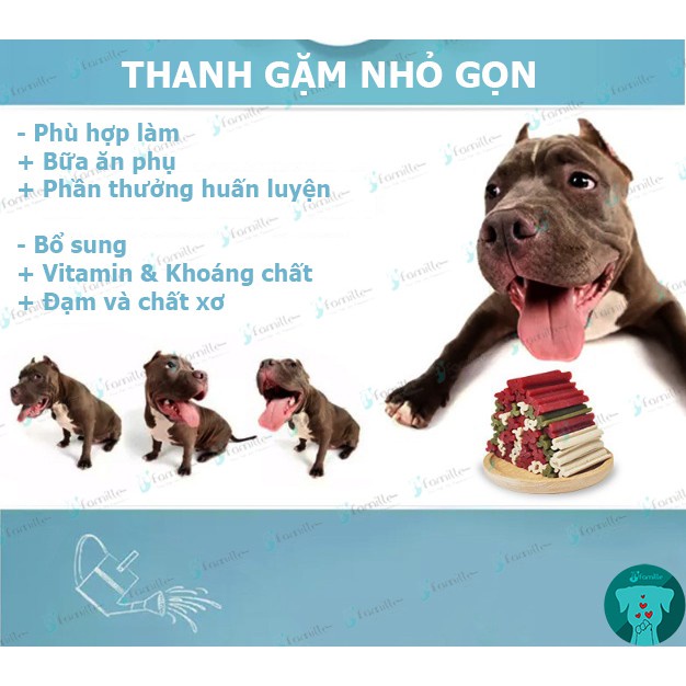 [MIX 3 VỊ]Que Gặm Sạch Răng Cho Cún JFamille, Tươi Ngon Thơm Miệng, Bổ Sung Canxi, Vitamin &amp; Khoáng Chất.Gói 100gr. JF83