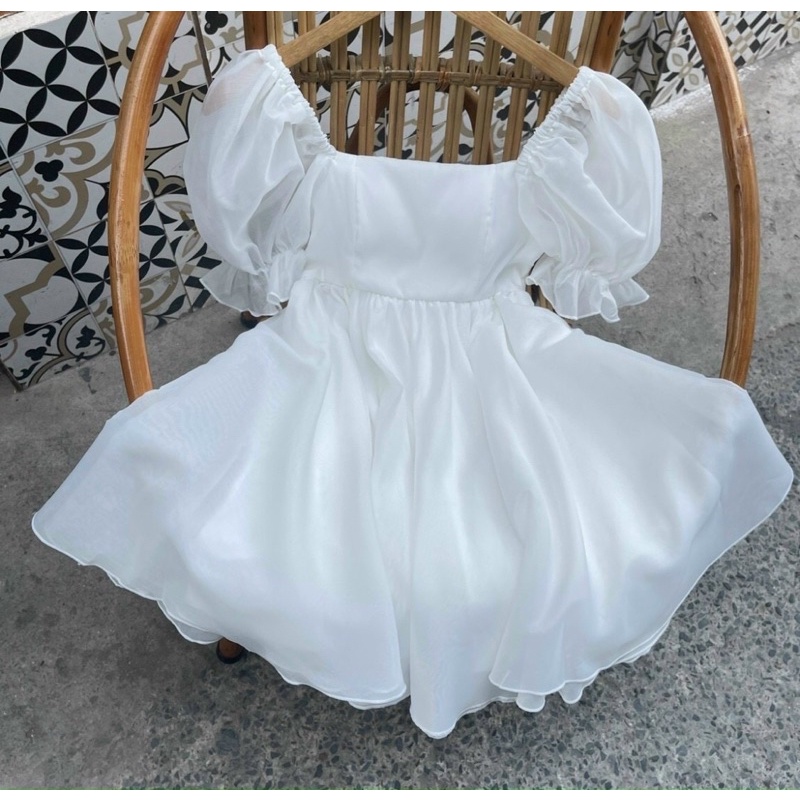 ĐẦM TRẮNG BABYDOLL TAY PHỒNG