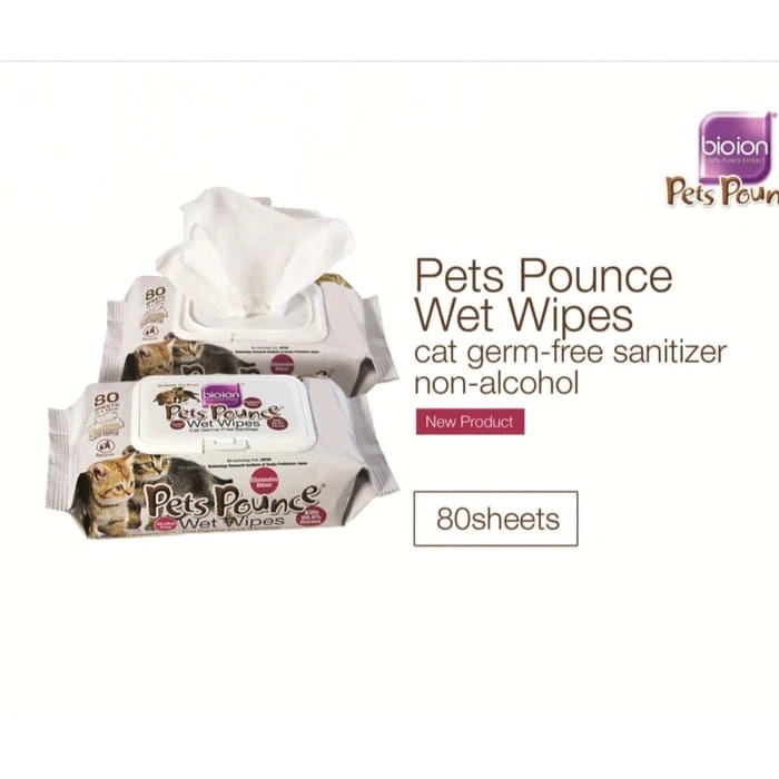 Bioion Khăn ướt khử mùi và sạch khuẩn cho thú cưng Pets Pounce Wet Wipe 80 tờ - Petemo Pet Shop