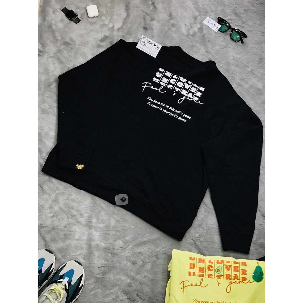 Áo bomber nỉ  cardigan UNCOVER đen - (gin store) | BigBuy360 - bigbuy360.vn