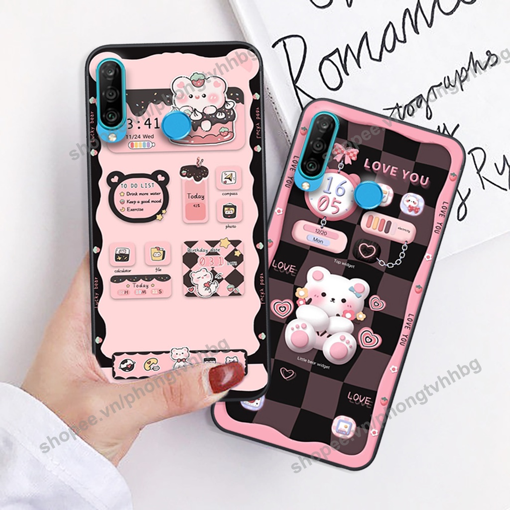 Ốp lưng Huawei Nova 4e / P30 Lite gấu,thỏ trắng , đồng hồ dễ thương cute cực đẹp