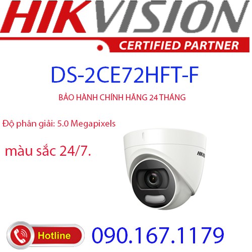 Camera HD-TVI Dome hồng ngoại 5.0 Megapixel HIKVISION DS-2CE72HFT-F