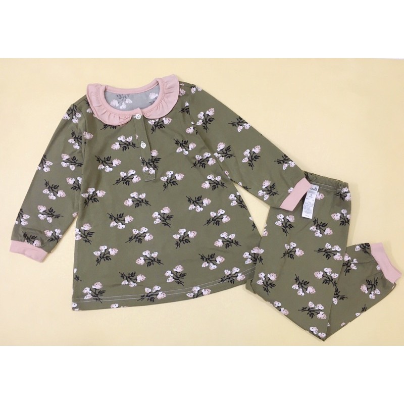 BỘ THUN COTTON DÀI TAY MOIMOLN XUẤT HÀN CHO BÉ GÁI CỔ BÈO HOA NHÍ