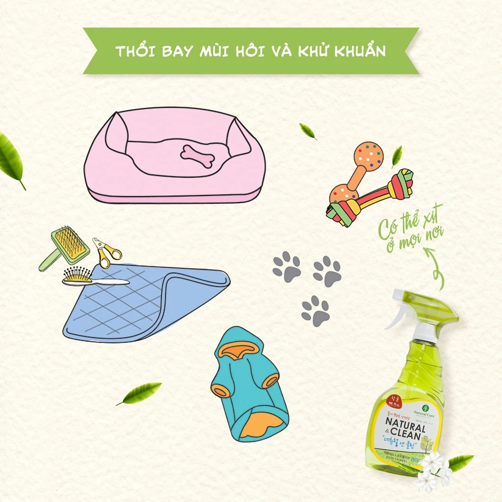 Xịt khử mùi diệt khuẩn dành cho thú cưng Natural Clean - Petemo Pet Shop