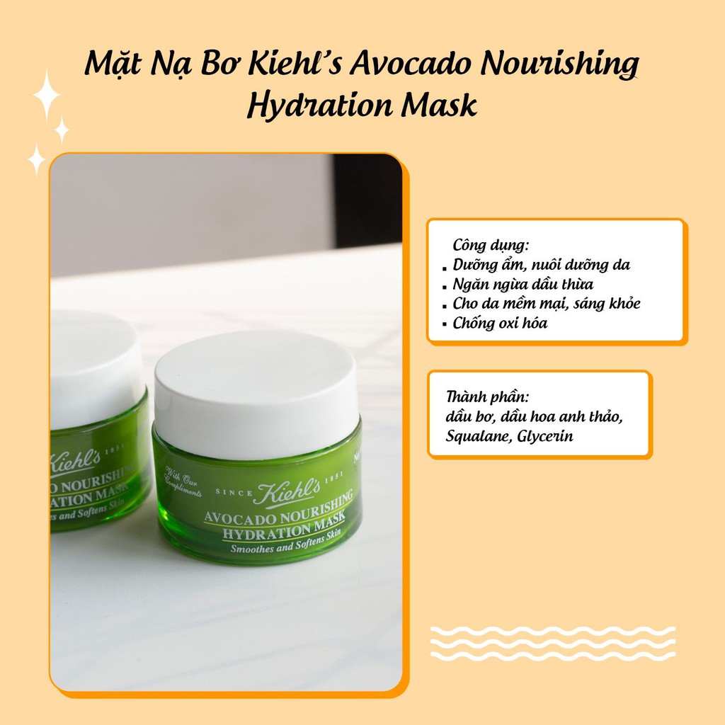 Mặt Nạ Bơ Kiehl’s Avocado Nourishing Hydration Mask 10g