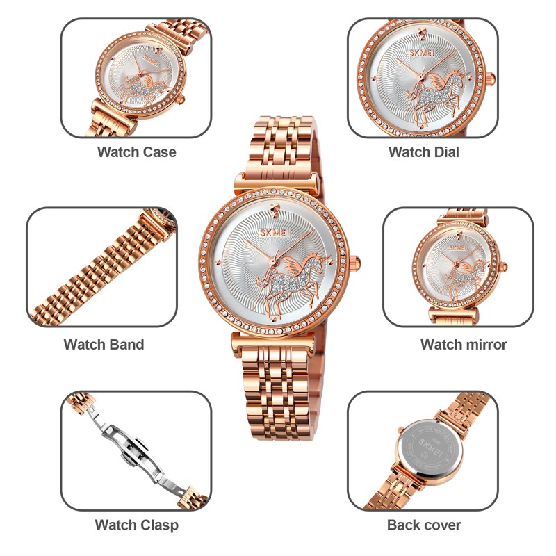 SKMEI 1686 Fashion Ladies Quartz Đồng hồ bằng thép không gỉ chống thấm nước cho bạn gái