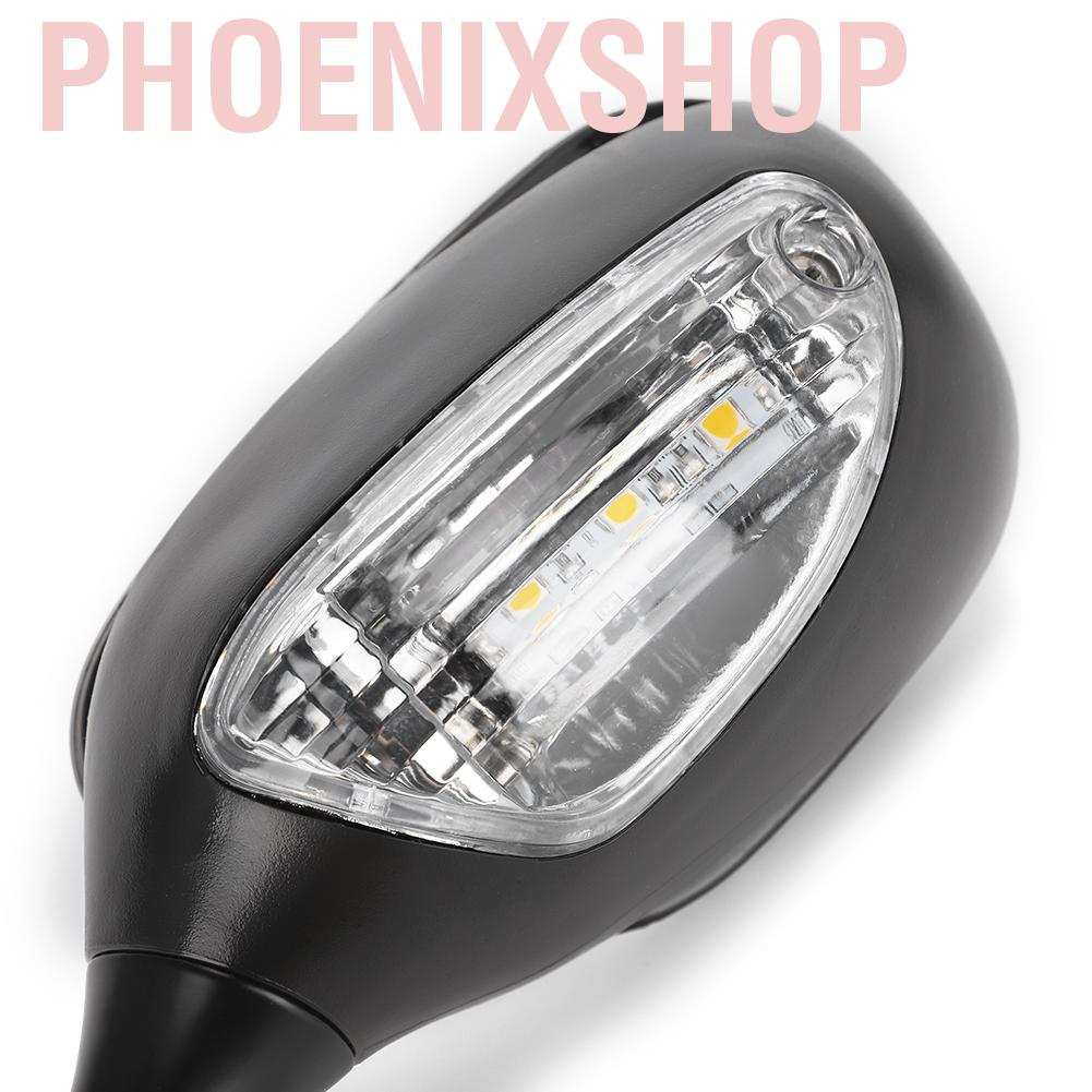 Set 2 Kính Chiếu Hậu Có Đèn Led Xi Nhan Dành Cho Mô Tô Su-Zuki Gsxr1000 Gsxr600 / 750