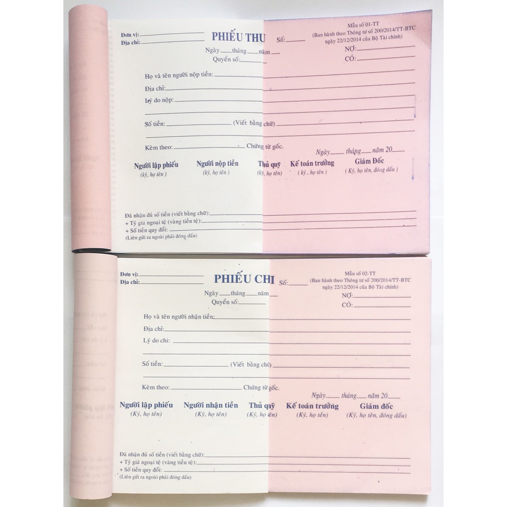 Phiếu Thu, Phiếu Chi 2 liên 100 tờ