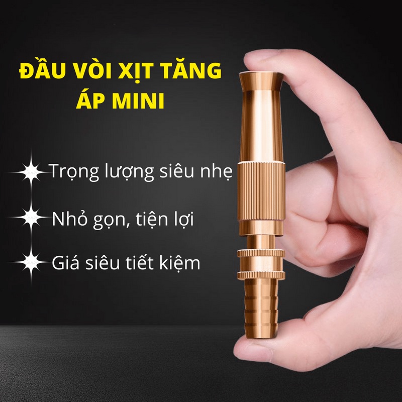 Vòi bơm đồng tăng áp lực nước xịt thẳng nhiều chế độ rửa xe, tưới cây tiện ích tặng đai siết có tay vặn