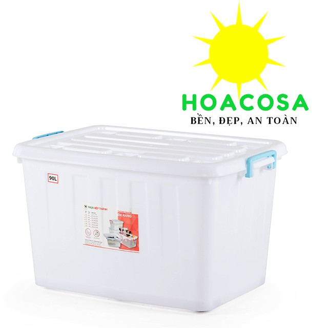 Bộ 5 Thùng/ 10 Thùng nhựa đa năng 90 Lít (90L) 6 bánh xe- Đồ Gia Dụng Hoacosa.