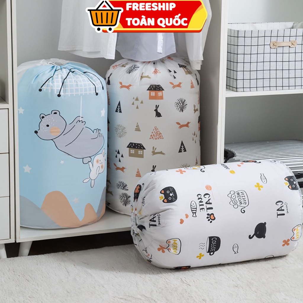 [PVN38180] Túi đựng quần áo chăn màn họa tiết vải canvas không thấm nước, giỏ đựng đồ đa năng hàng loại 1 cao cấp