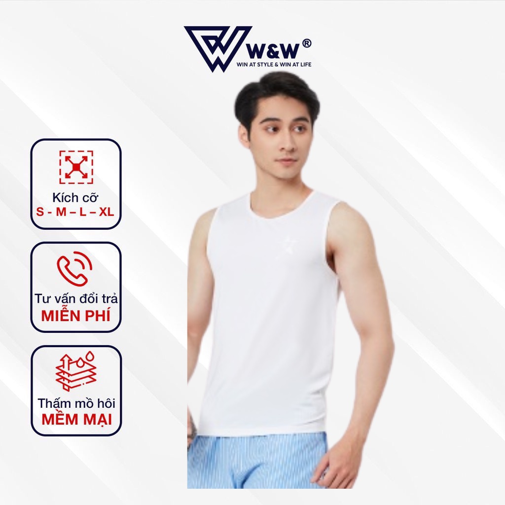 Áo Lót Ba Lỗ Nam W&W Màu Trắng Chất Liệu Cotton Mềm Mại, Co Giãn Nhẹ, Thấm Hút Mồ Hôi UNDERSHIRT01