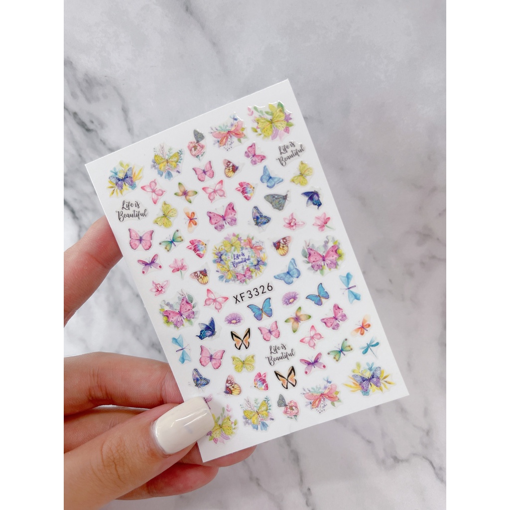 Sticker miếng dán móng tay hoa , bướm hot trend