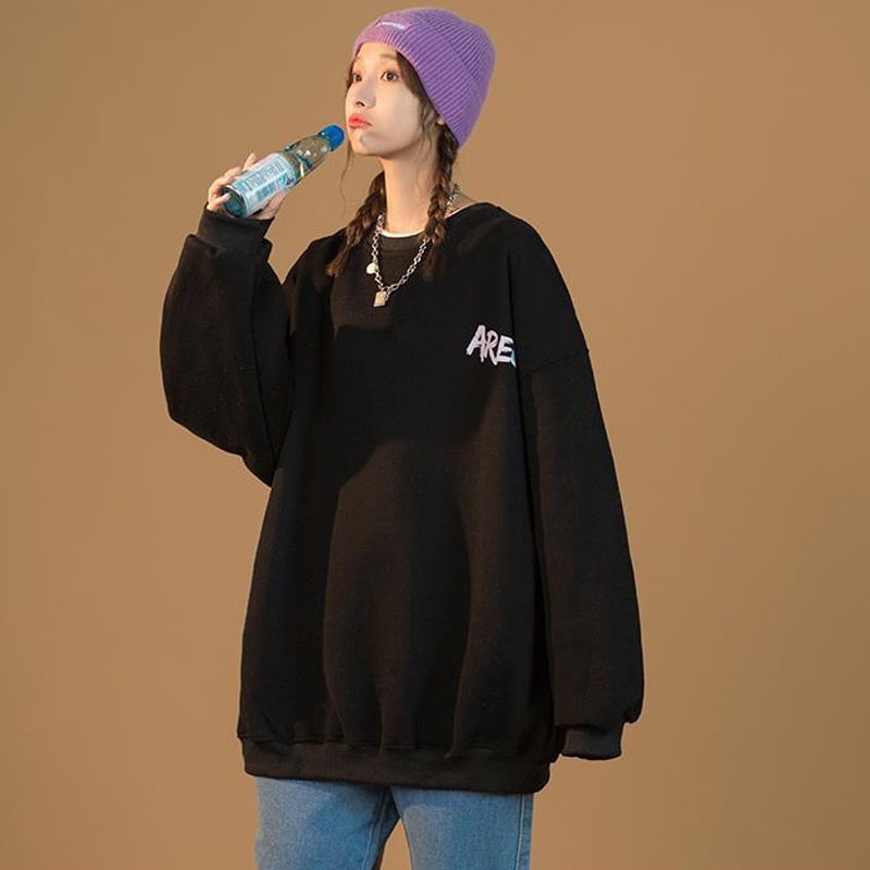 IELGY    Áo sweater Cổ Tròn Phong Cách Thời Trang Đường Phố Cho Nữ