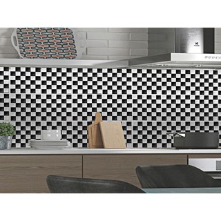 Decal dán tường gạch bông trang trí nhà cửa - Gạch ô vuông trắng đen