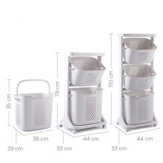 Kệ đựng đồ 2 tầng đa năng - Giỏ đựng quần áo 2 tầng có bánh xe nhựa Việt Nhật