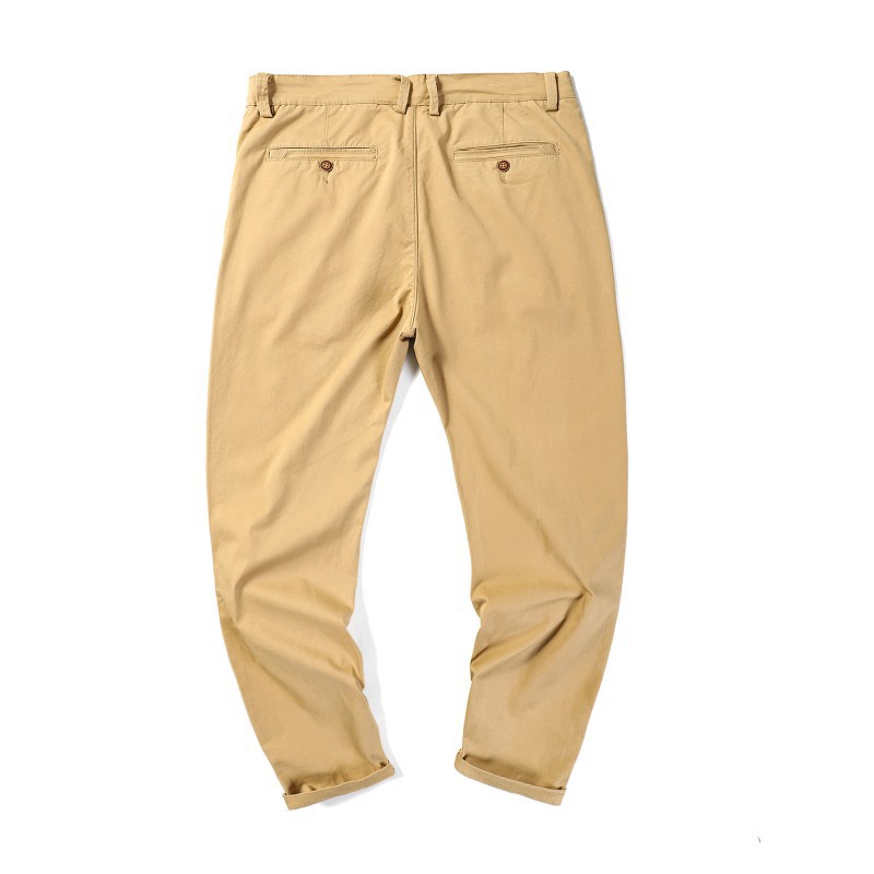 Mặc áo Khaki đen cộng quần dài cỡ lớn đàn ông chinos Hậu cung rộng quần nam giãn