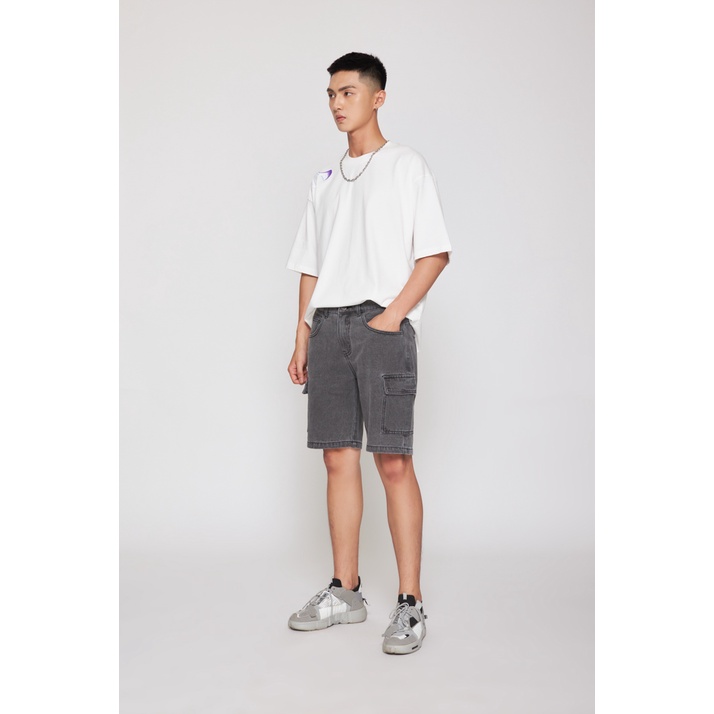 Quần Short BOO Jeans Nam Dáng Cơ Bản Phối Túi Hộp Cá Tính Logo BOOLAAB