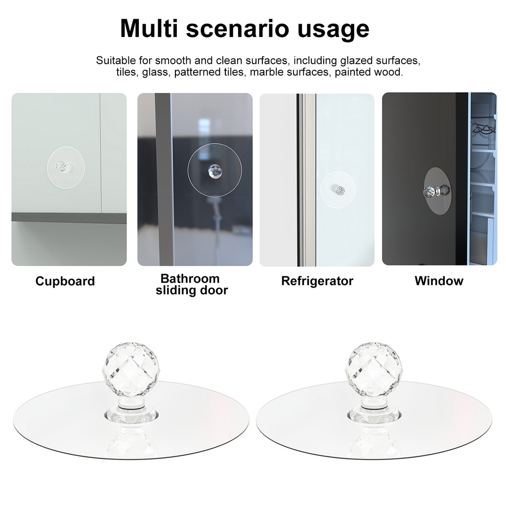 Set 2 Tay Nắm Cửa Trong Suốt Tự Dính Tiện Dụng